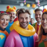 Filmfigurer i oppustelige kostumer til din næste udklædningsfest